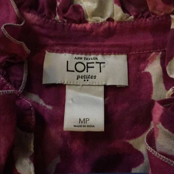 Ann Taylor Loft Petites Size MP Top Fuchsia/White - Picture 4 of 4